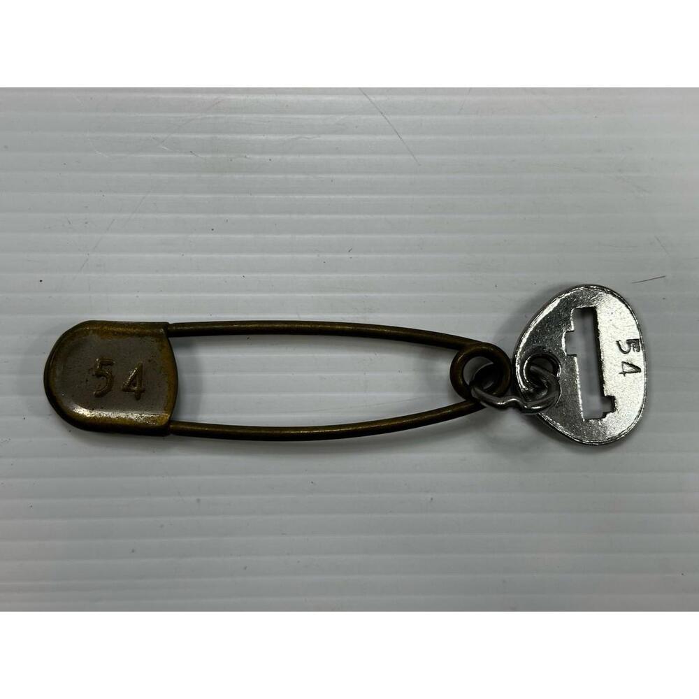 Vintage 5” Key Tag Large Metal Safety Pin Military Laundry 54